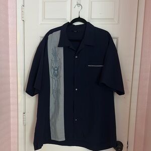 Steady Men's bowling shirtNavy and Gray Short Sleeve Shirt